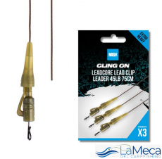 READY TIED LEADCORE LEAD CLIP LEADER 75CM NASH